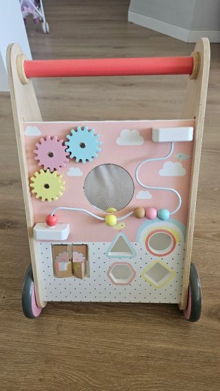 Andador bebé madera Verbaudet rosa