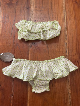 Bikini volantes lunares verde y blanco