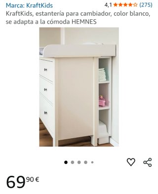 Cambiador Cómoda Hemnes + Mueble Lateral