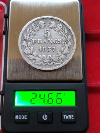 Francia 5 Franchi 1837 Argento 900