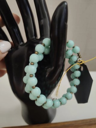 Bracciale a molla  agata verde mare oro