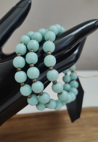 Bracciale a molla  agata verde mare oro