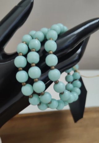 Bracciale a molla  agata verde mare oro