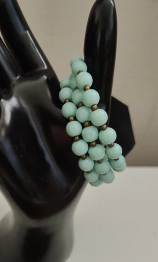 Bracciale a molla  agata verde mare oro