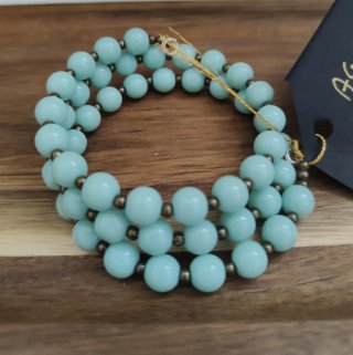 Bracciale a molla  agata verde mare oro