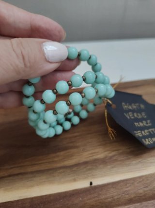 Bracciale a molla  agata verde mare oro