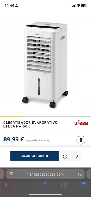 Climatizador Evaporativo Ufesa Narvik