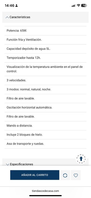 Climatizador Evaporativo Ufesa Narvik