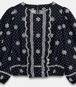 Camisa Zara bordada manga larga