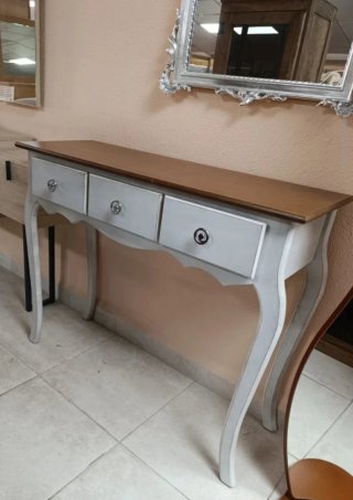 Consola recibidor roble + espejo clásico