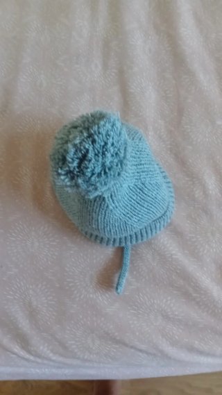 Gorro lana pompón azul unisex