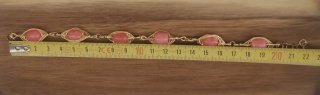 Bracciale Rodonite Rosa e Ottone Dorato