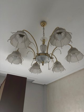 Lámpara de salón de cristal y metal