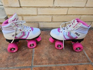 Patines Fila 4 ruedas Talla 34 Blanco/Rosa