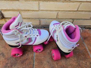Patines Fila 4 ruedas Talla 34 Blanco/Rosa