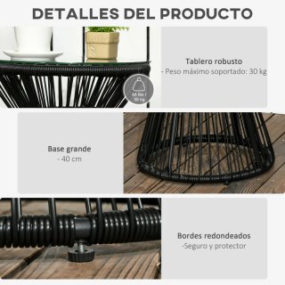 Tavolo rotondo in rattan sintetico nero