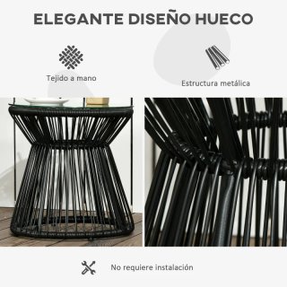 Tavolo rotondo in rattan sintetico nero