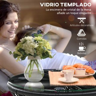 Tavolo rotondo in rattan sintetico nero