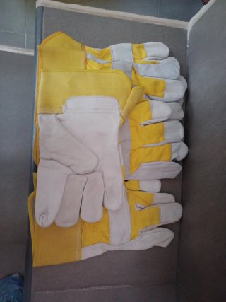 Guantes de trabajo de cuero y tela
