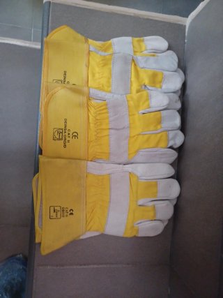 Guantes de trabajo de cuero y tela