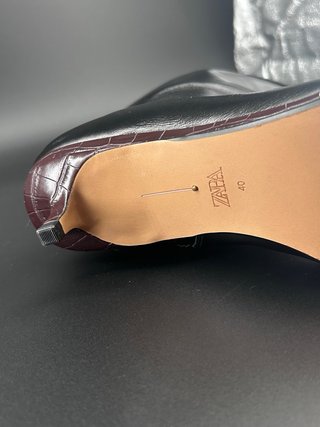 Botas Zara Piel Tacón Kitten Puño Cocodrilo