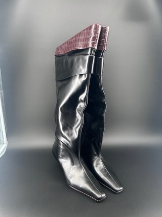 Botas Zara Piel Tacón Kitten Puño Cocodrilo