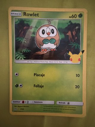Carta Pokémon Rowlet 25 Aniversario McDonald's