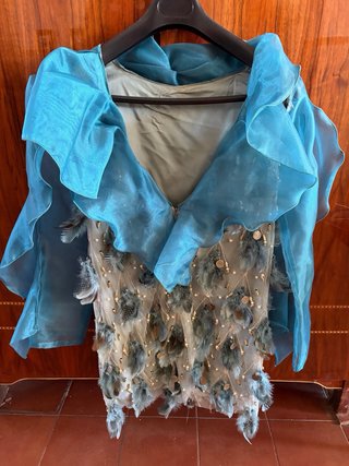 Vestido hecho a medida con plumas