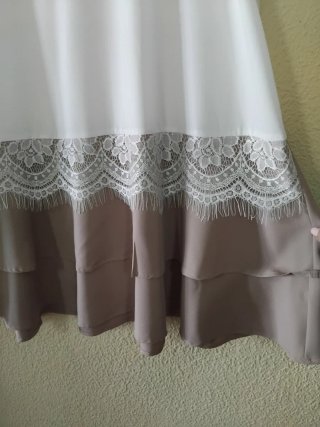 Vestido Verano Blanco y Marrón XXL