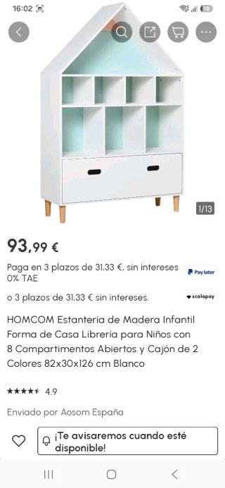 Estantería infantil casita blanca