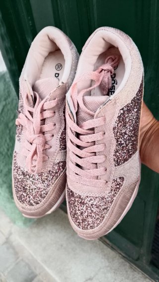 Zapatillas rosas con brillos tallas 37