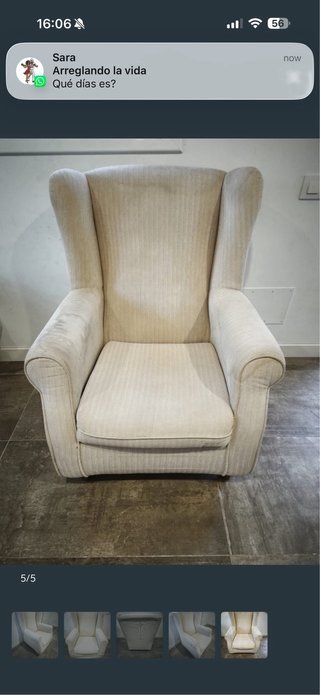 Sillón individual beige tela