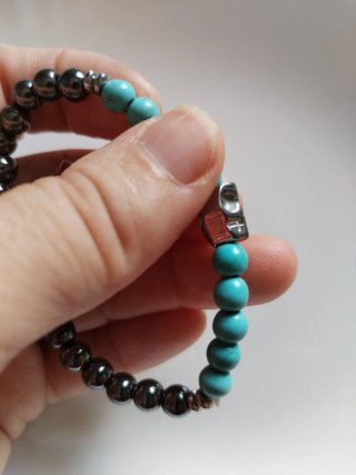 Bracciale argento turchese ematite elastico