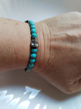 Bracciale argento turchese ematite elastico