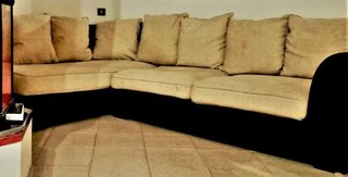 Divano angolare Potrone e Sofa' tessuto beige