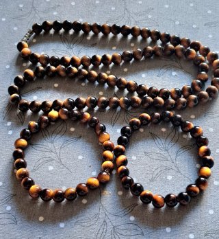 Set collana + 2 bracciali occhio di tigre
