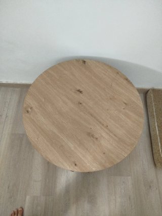 Mesa de centro redonda madera y metal