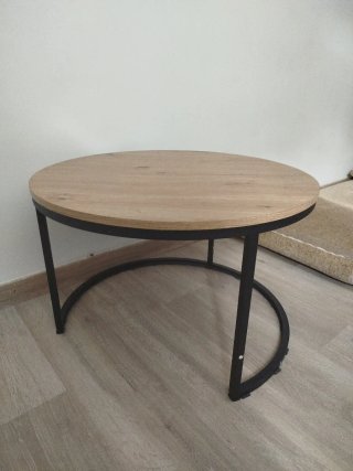 Mesa de centro redonda madera y metal