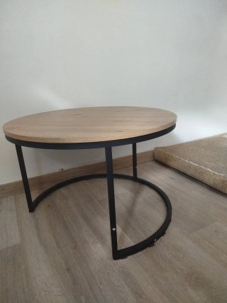 Mesa de centro redonda madera y metal