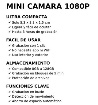 Mini Cámara Espía HD - Nueva a estrenar