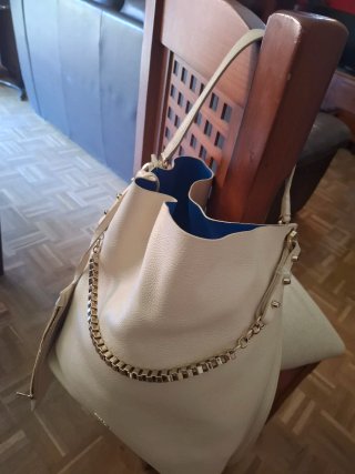 Bolso Hombro Furla Crema Cadena Dorada