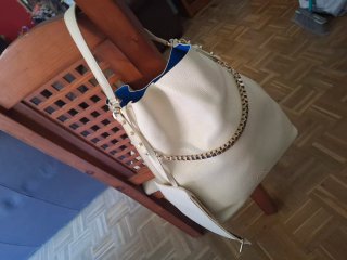 Bolso Hombro Furla Crema Cadena Dorada