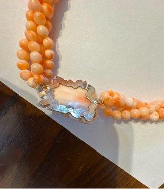 Collana corallo rosa antica 3 fili
