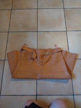 Falda de piel naranja retro Talla S
