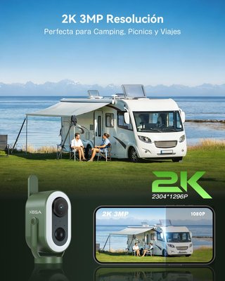 Cámara Seguridad 4G Exterior Xega Magnética 2K