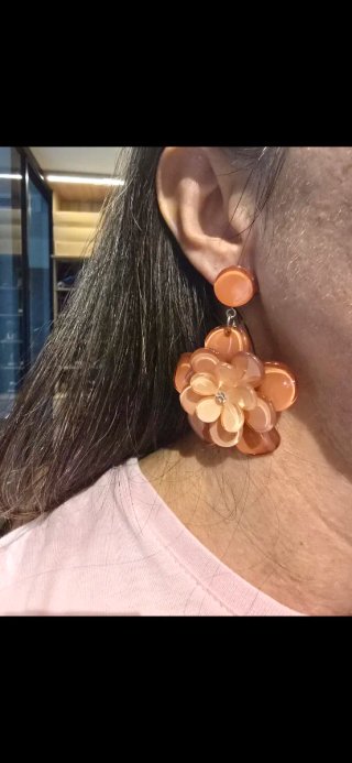 Pendientes Parfois flor naranja y rosa