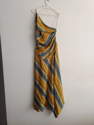 Vestido midi rayas Zara Asimétrico Talla XS