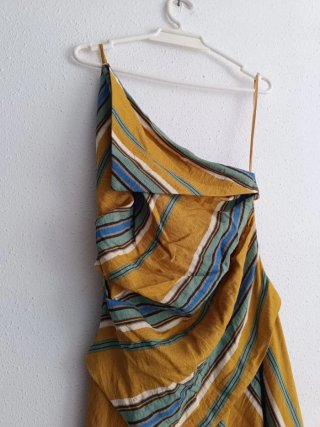 Vestido midi rayas Zara Asimétrico Talla XS