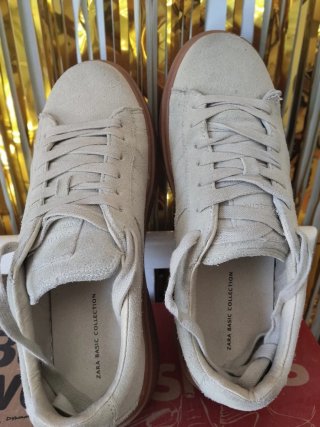 Zapatillas Zara Mujer Plataforma Beige