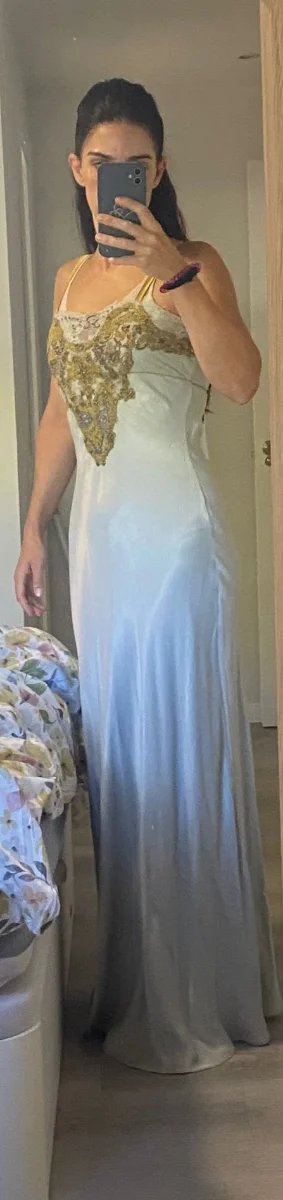 Vestido Zara Beige y Dorado Talla S